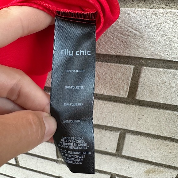 City Chic Knot Front Dress Lust Red 20 Tie Waist Batwing Sleeve V-Neck Cocktail - Picture 7 of 13